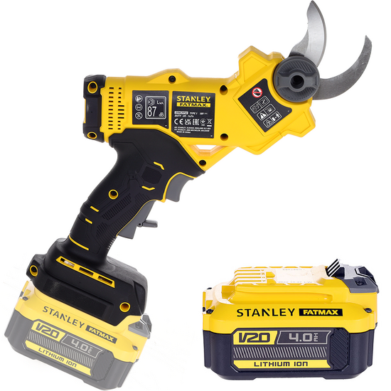 S&eacute;cateur &eacute;lectrique de taille Stanley SFMCPP32M1-QW - Batterie de 20V/4Ah - Diam&egrave;tre de coupe 32 mm