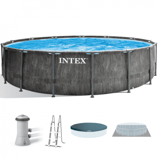 Intex Prisma Frame Greywood 26742NP - &Oslash;457x122 cm - Piscine ronde