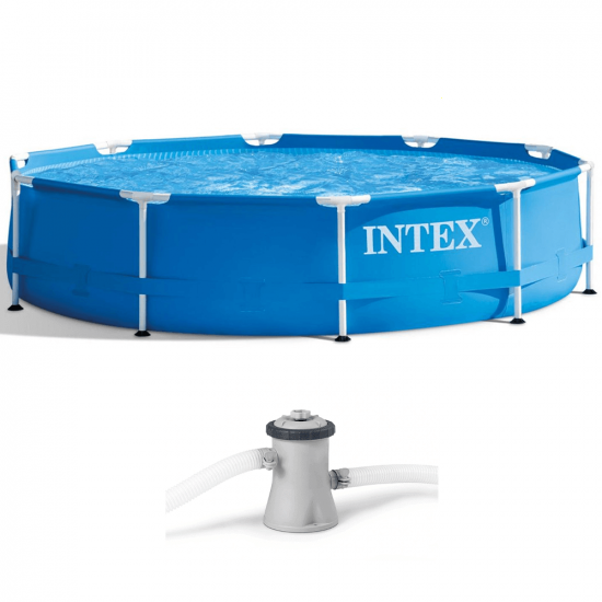 Intex Metal Frame 28202NP - &Oslash;305x76 cm - Piscine ronde + &Eacute;purateur &agrave; cartouche