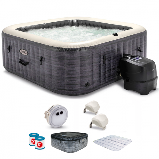 Intex Carr&eacute;e Greystone Deluxe 28452EX - Piscine hydromassage spa