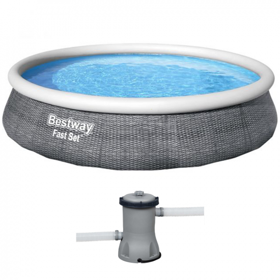 Bestway FAST Set 57376 - Ø396x84 cm - Piscine gonflable + Pompe de filtration 29 W