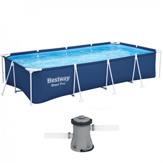 Bestway Steel Pro 56424 - 400x211x81 cm - Piscine hors-sol + Pompe de filtration 16 W