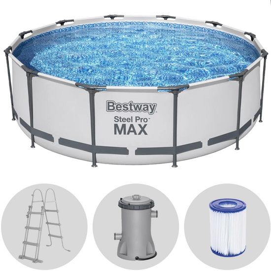 Bestway Steel Pro Max 56418 - &Oslash;366x100 cm - Piscine ronde + pompe de filtration et &eacute;chelle