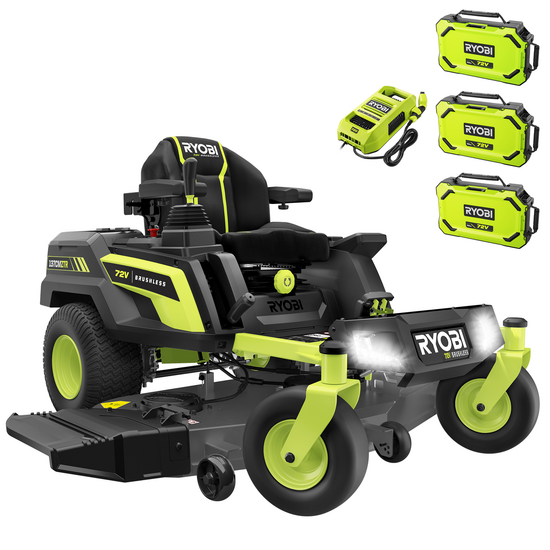 Ryobi ZTRX137 - Tondeuse autoport&eacute;e &agrave; batterie et rayon de braquage z&eacute;ro - 72V/30Ah - coupe de 137cm - 2en1