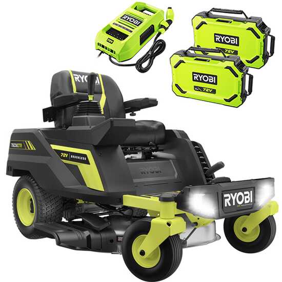 Ryobi ZTRX76 - Tondeuse autoport&eacute;e &agrave; batterie et rayon de braquage z&eacute;ro - 72V/20 Ah - Coupe de 76 cm - 2en1