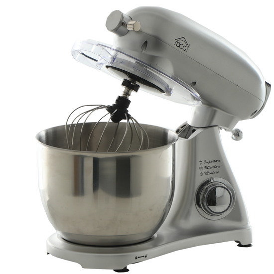 DCG KM1510S 7l - Batteur m&eacute;langeur plan&eacute;taire - Avec cuve en acier de 7 litres - Multifonctions &agrave; enclenchement rapide