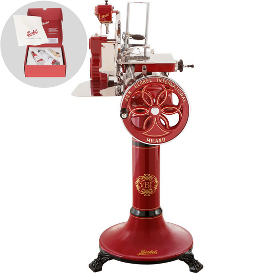 Berkel B114 - Trancheuse &agrave; volant avec pi&eacute;destal - Lame en acier au chrome de 320 mm - Rouge