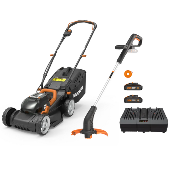 WORX twin pack WG927E - Tondeuse à gazon et coupe-bordure à batterie - 40V - 2x 2Ah