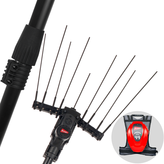 Brumi Special 12V - Peigne vibreur électrique 235/315 cm à batterie dorsale 12 V 44 Ah - Perche télescopique en aluminium