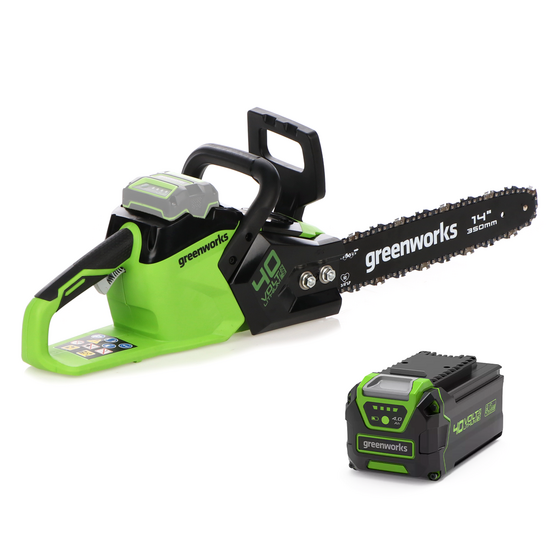 Greenworks GD40CS15K4 - Tron&ccedil;onneuse &agrave; batterie 40 V 4 Ah - Guide de 35 cm