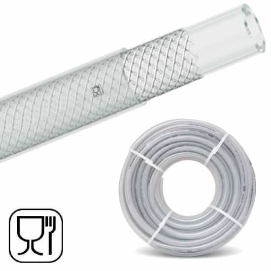 Tuyau refoulement Cristal tress&eacute; transparent qualit&eacute; alimentaire &Oslash; 25 mm - 8m