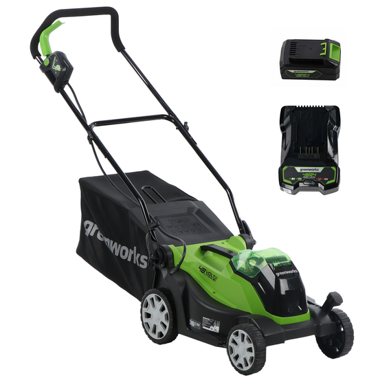 Greenworks G48LM36K2 - Tondeuse &agrave; gazon &eacute;lectrique &agrave; batterie - 48V/2Ah - Coupe 36 cm