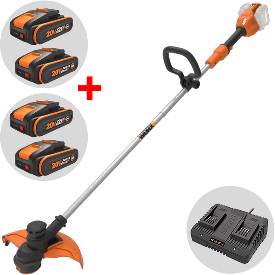 Worx WG183E - D&eacute;broussailleuse &agrave; batterie 40V 2x20/2Ah + 2 batteries 20/2Ah offertes