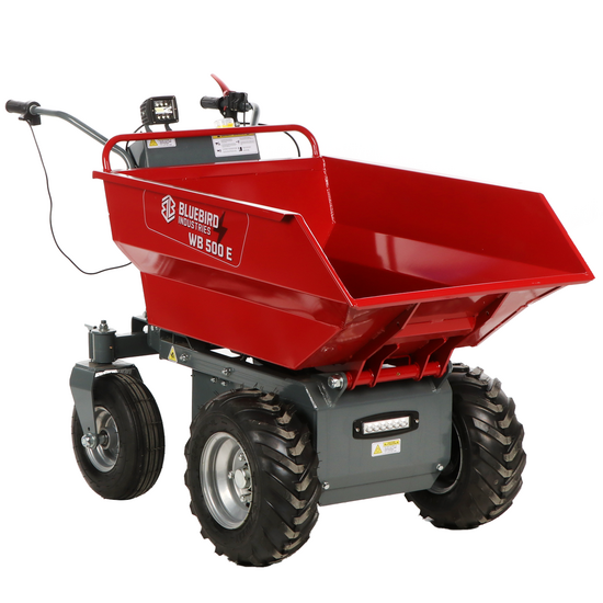 Blue Bird WB 500E - Brouette motoris&eacute;e sur batterie - 48 V 32 Ah - Benne dumper