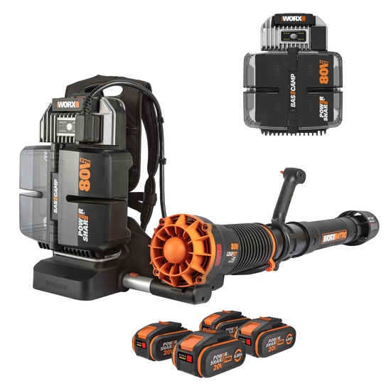 Worx Nitro WG572E - Souffleur &agrave; dos &agrave; batterie - 4x20V/4Ah