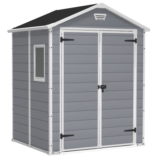 Keter Manor gris - Abri de jardin - Avec fen&ecirc;tre lat&eacute;rale - 185x152x226 cm