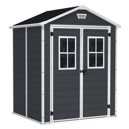 Keter Manor noir - Abri de jardin - Avec fen&ecirc;tres frontal - 185x152x226 cm