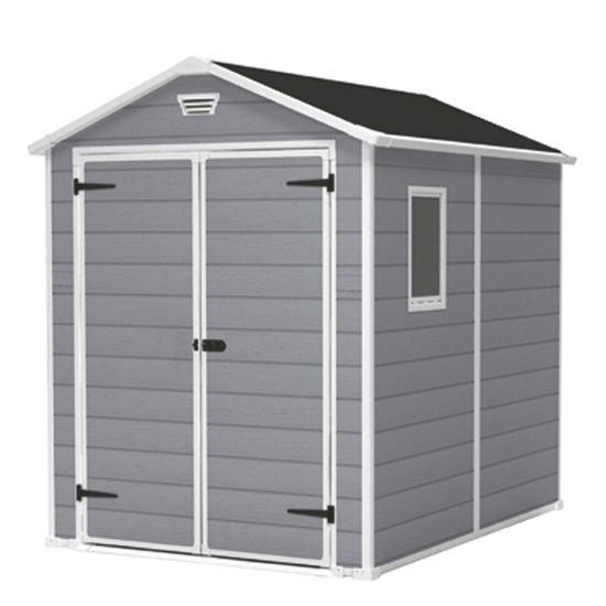 Keter Manor gris - Abri de jardin - Avec fen&ecirc;tre lat&eacute;rale - 186x237x227 cm