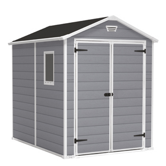Keter Manor gris - Abri de jardin - Avec fen&ecirc;tre lat&eacute;rale - 186x237x227 cm