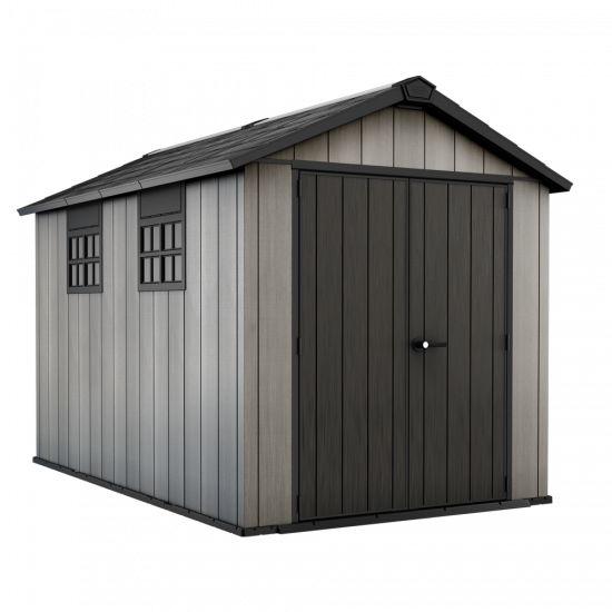 Keter Oakland 7511 - Abri de jardin - Avec porte &agrave; double battant et fen&ecirc;tres - 230x350x242 cm