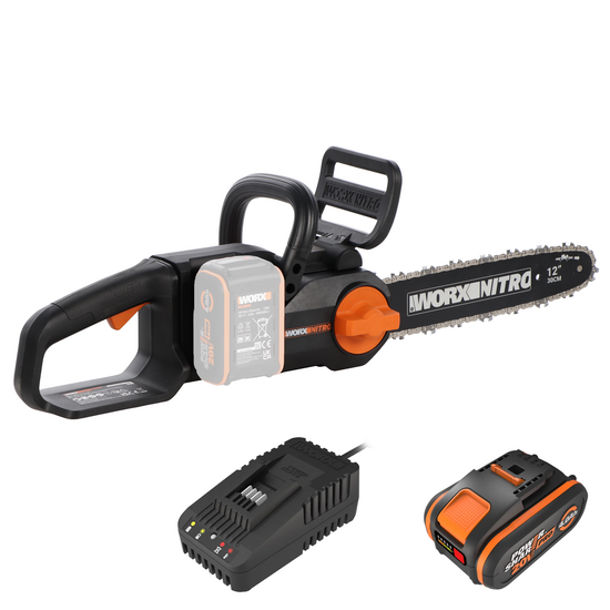 Worx Nitro WG350E - Tron&ccedil;onneuse &agrave; batterie 20V/4Ah - Lame 30 cm