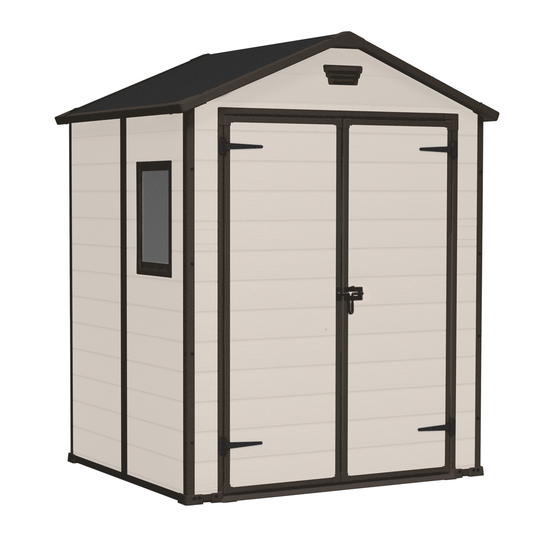 Keter Manor beige - Abri de jardin - Avec fen&ecirc;tre lat&eacute;rale - 185x152x226 cm