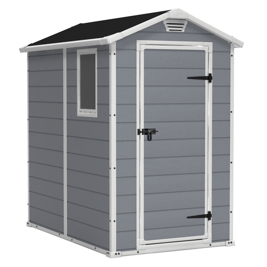 Keter Manor gris - Abri de jardin - Avec fenêtre latérale - 130x192x198 cm