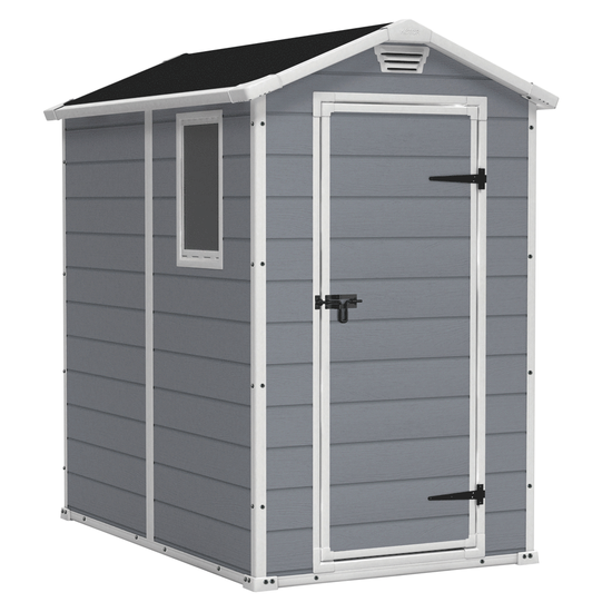 Keter Manor gris - Abri de jardin - Avec fen&ecirc;tre lat&eacute;rale - 130x192x198 cm