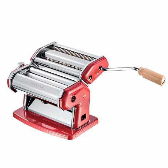 Imperia iPasta T.2/6,5 mm Rouge - Laminoir - Machine à pâtes manuelle en INOX