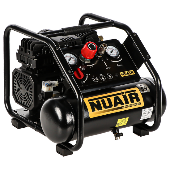 Nuair Siltek TB 6 - Compresseur d'air &eacute;lectrique portatif insonoris&eacute;, oil-less  - Moteur 1.5 CV- 6 L