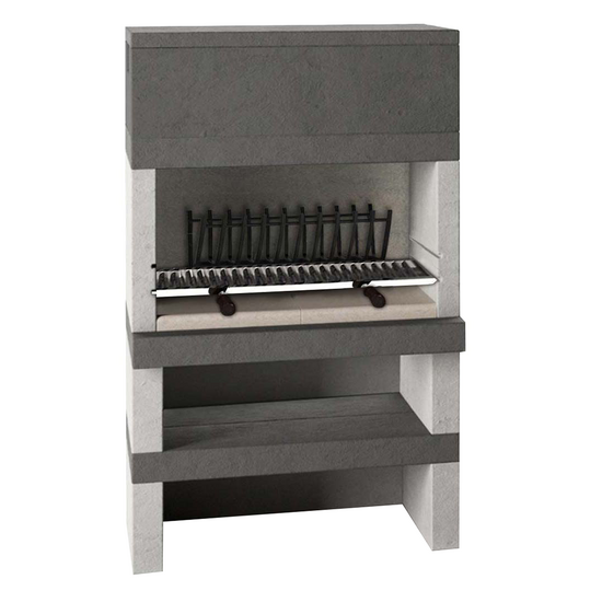 Edilmark KUBO - Barbecue &agrave; bois et &agrave; charbon en ma&ccedil;onnerie - Br&ucirc;leur arri&egrave;re