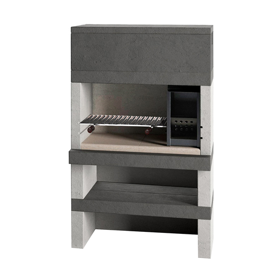 Edilmark KUBO - Barbecue &agrave; bois et &agrave; charbon en ma&ccedil;onnerie - Br&ucirc;leur &agrave; droite