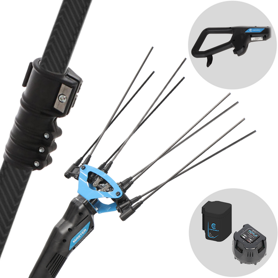 Campagnola MASTER PLUG-IN - Perche en carbone et aluminium - 250 - 320 cm - Peigne vibreur électrique à batterie