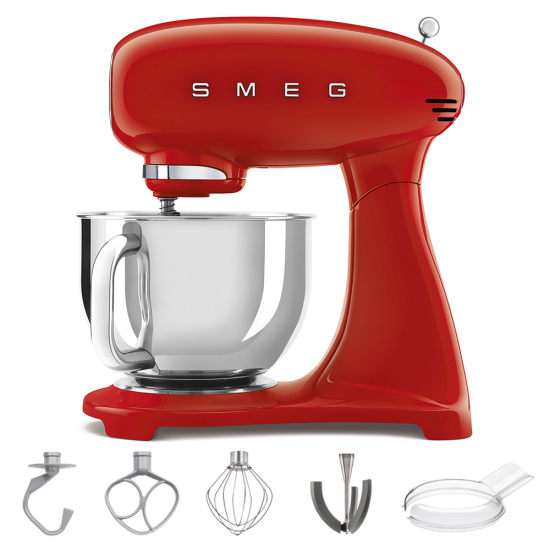Smeg Full Color Rouge - Batteur m&eacute;langeur plan&eacute;taire - Cuve en acier inoxydable de 4,8 litres