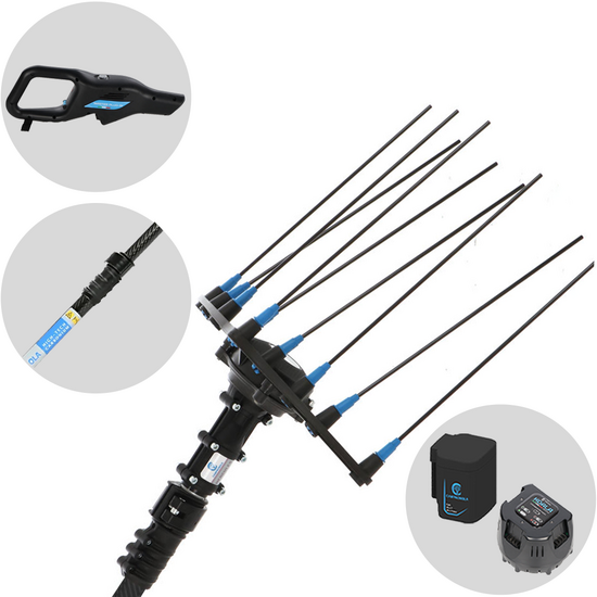 Campagnola Hercules 6 ECO Plug-in - Perche en carbone - 205 - 275 cm - Peigne vibreur &eacute;lectrique &agrave; batterie - 21.6V 5Ah