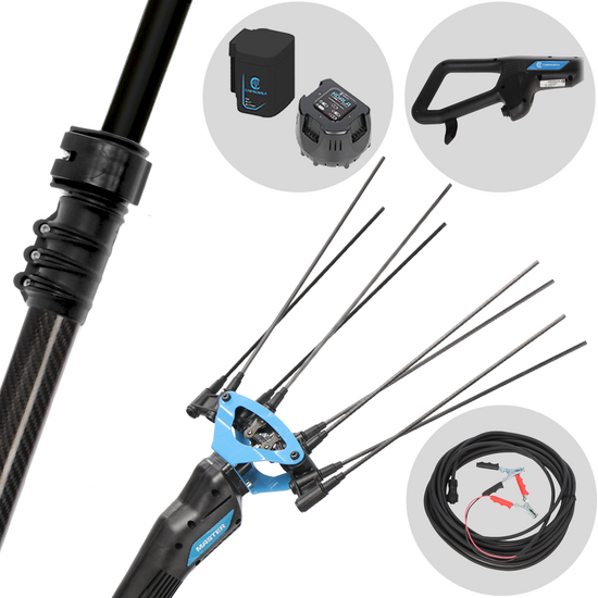 Campagnola MASTER PLUG-IN -  Peigne vibreur &eacute;lectrique 200/250 cm &agrave; batterie au lithium 21.6V 5 Ah - Perche telescopic en carbone et aluminium