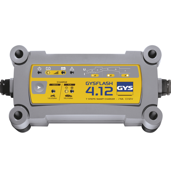 GYS Flash 4.12 - Chargeur et mainteneur de charge automatique - Batteries 12 V de 1,2 &agrave; 90 Ah