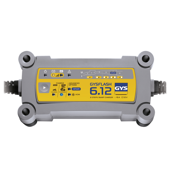 GYS Flash 6.12 - Chargeur et mainteneur de charge automatique - Batteries 12 V de 1,2 à 125 Ah