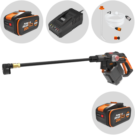 Worx Nitro HydroShot WG633E - Pistolet nettoyeur haute pression &agrave; batterie - 20V/4Ah