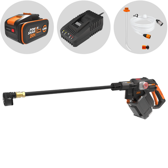 Worx Nitro HydroShot WG633E - Pistolet nettoyeur haute pression &agrave; batterie - 20V/4Ah