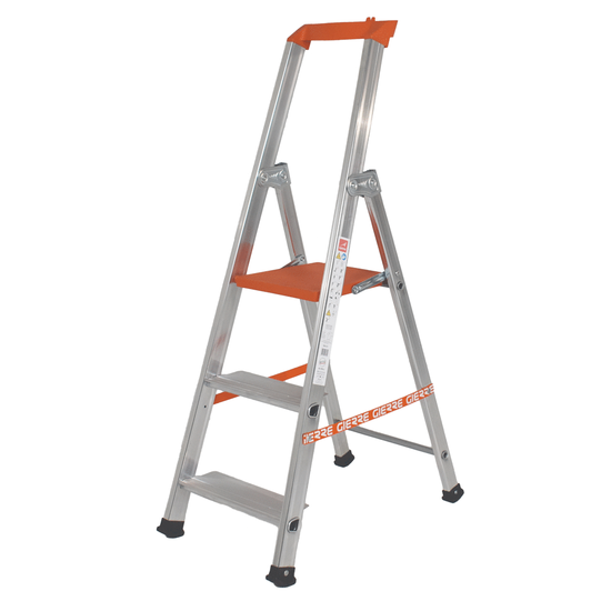 Gierre Stabila AL700DS - 3 marches, 1,23 m - &Eacute;chelle en aluminium avec tr&eacute;teau