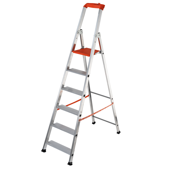 Gierre Stabila AL730DS - 6 marches, 1.96 m - &Eacute;chelle en aluminium avec tr&eacute;teau