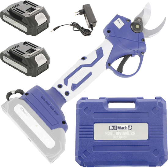 BullMach DIVIANE 25 - S&eacute;cateur &eacute;lectrique &agrave; batterie - 2x21V 2Ah - Diam&egrave;tre de coupe 25 mm