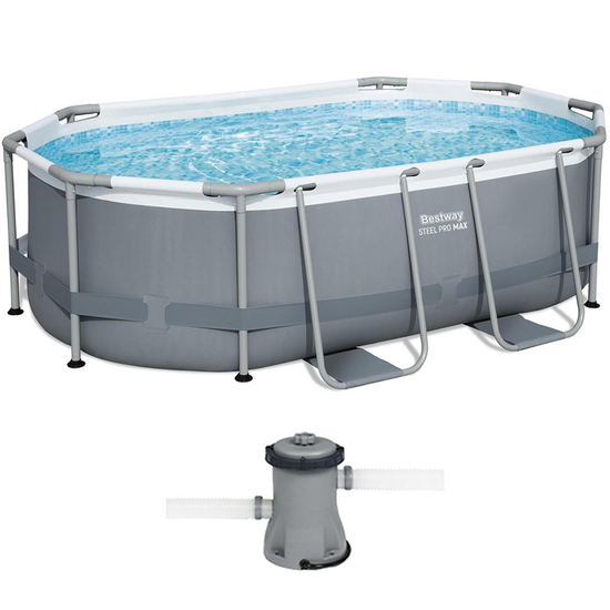 Bestway Steel Pro Max 5614A - 305x200x84 cm - Piscine ovale + Pompe de filtration 16 W