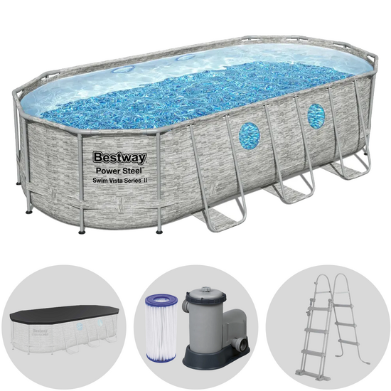 Bestway Steel Pro Max Splashview 56716 - 549x274x122 cm - Piscine ovale pour 7-8 personnes