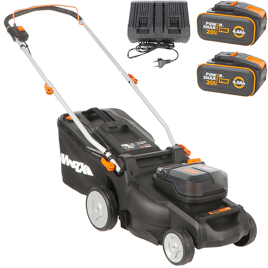 Worx Nitro WG737E - Tondeuse &agrave; gazon sans fil - 2x20V/4Ah - Coupe 37cm