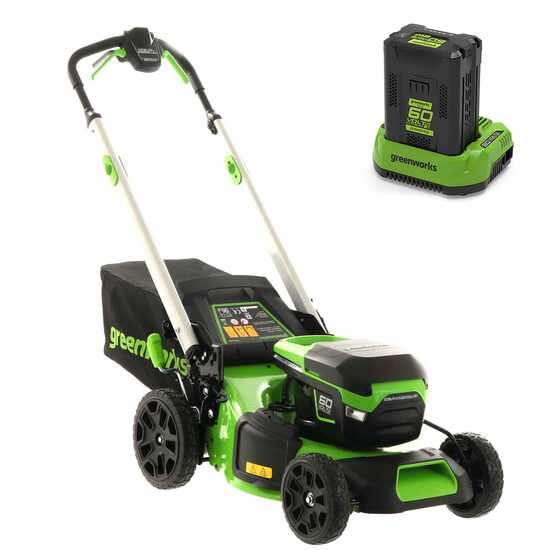Greenworks GD60LM46SPK4 - Tondeuse &agrave; gazon autotract&eacute;e &agrave; batterie - 60V/4Ah - Coupe 46 cm