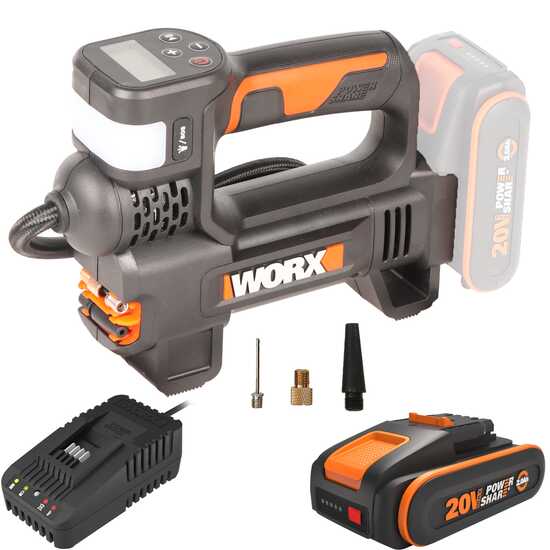 Worx WX092 - Compresseur &eacute;lectrique &agrave; batterie - 20 V 2 Ah