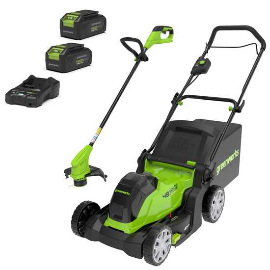 Greenworks G48LM41ST25K2X - Kit Tondeuse &agrave; gazon &agrave; batterie + Coupe-bordure &agrave; batterie - 48V - 2x 24V/2Ah