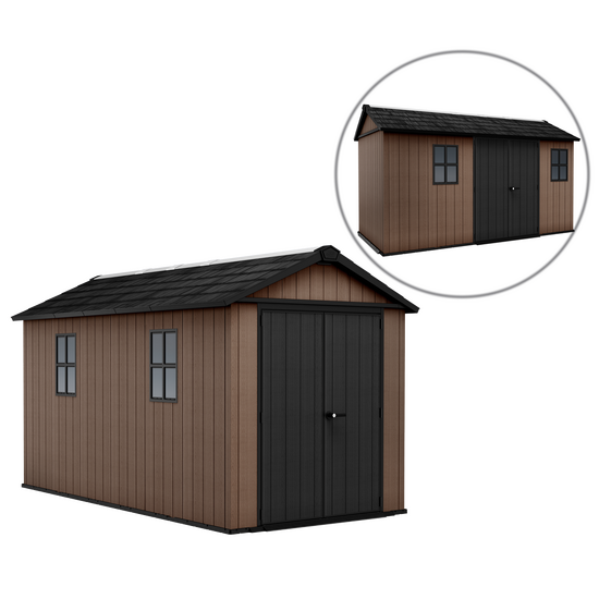 Keter Newton plus 7513/1375 - Abri de jardin - Avec double porte et fen&ecirc;tres - 230 x 413 x 246 cm